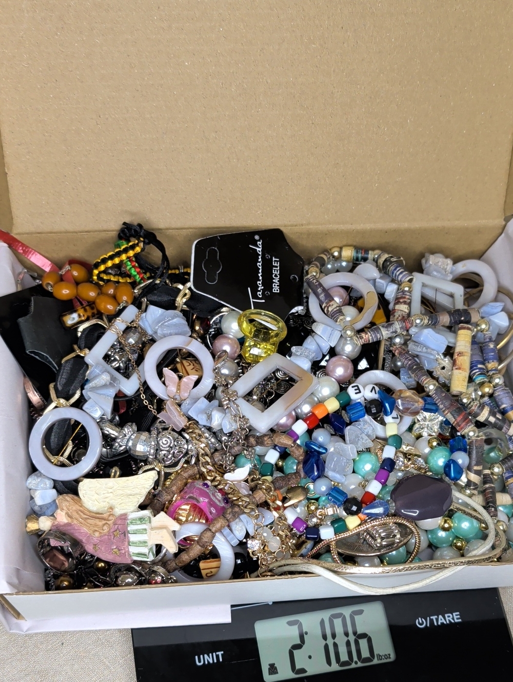 2 Lb Craft Lot Mystery Jewelry Box! Some Wearable! Fun Treasure Hunt!